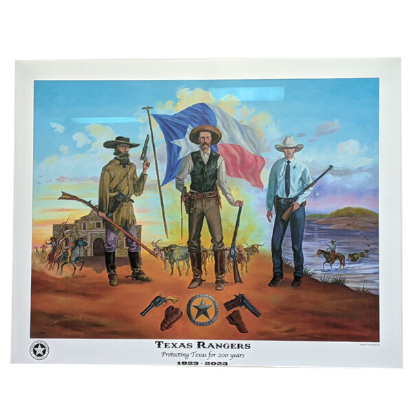 Poster – 200 Years of Texas Rangers Artwork Commissioned – Original Hanging at Buckhorn Museum in San Antonio By New Mexico State Artist Ron Kil