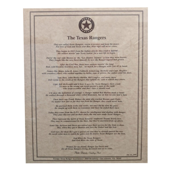 Texas Rangers Poem Print